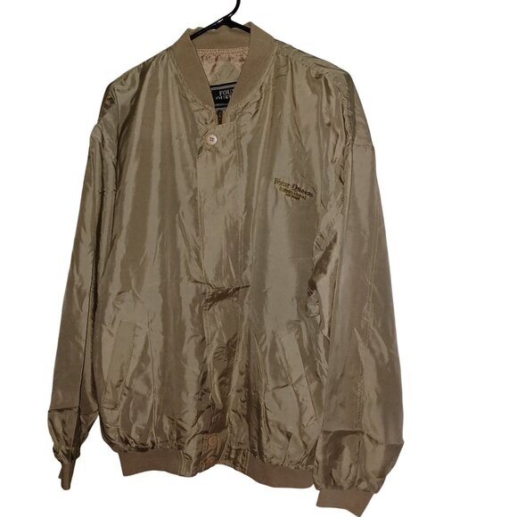 Silk Bomber Style Jacket Men's Women's Size XL Tan Vintage Casino Four Queens - Picture 2 of 10